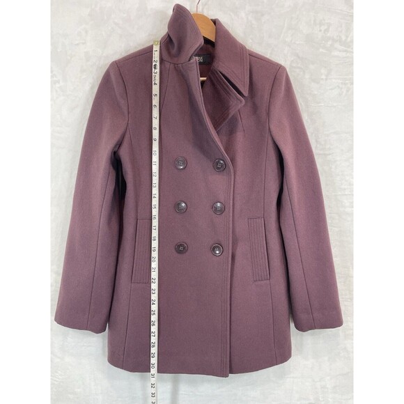 Kenneth Cole Reaction Double Breasted Peacoat Purple Plum Mauve Medium - Picture 12 of 15
